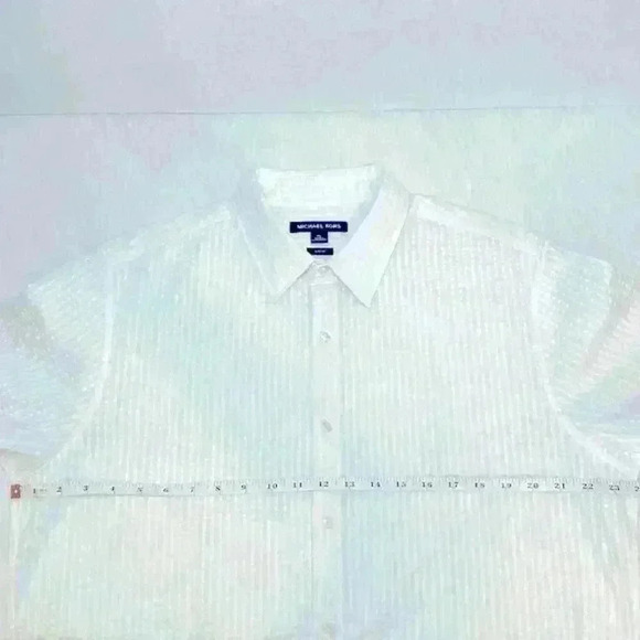 Michael Kors NWT White Short Sleeve Slim Fit 100% Cotton Textured Mens Size XL - Picture 11 of 13